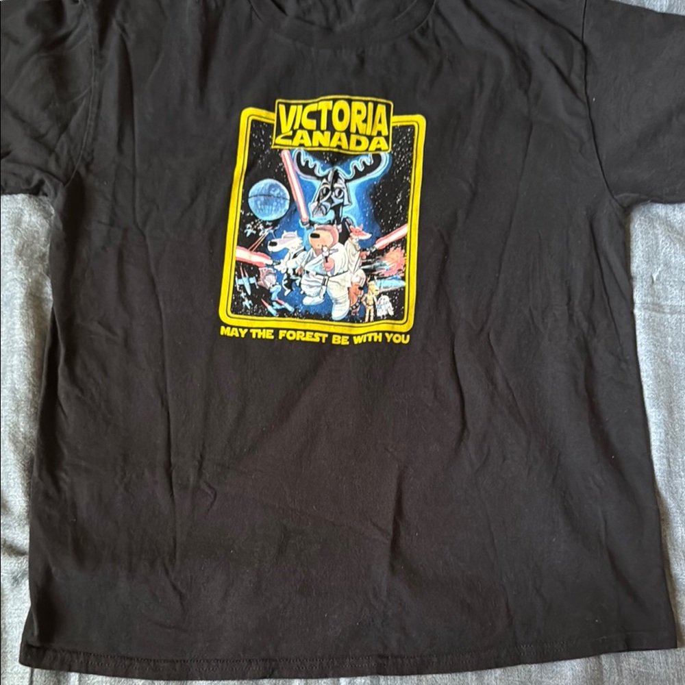 Black Graphic T-Shirt with Victoria Canada Print